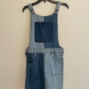 PacSun Light and Medium Wash Denim Overalls Dress